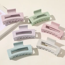 Women Frosted Large Size Hair Claw Clip Clamp Candy Color Barrette Bath HairpinA