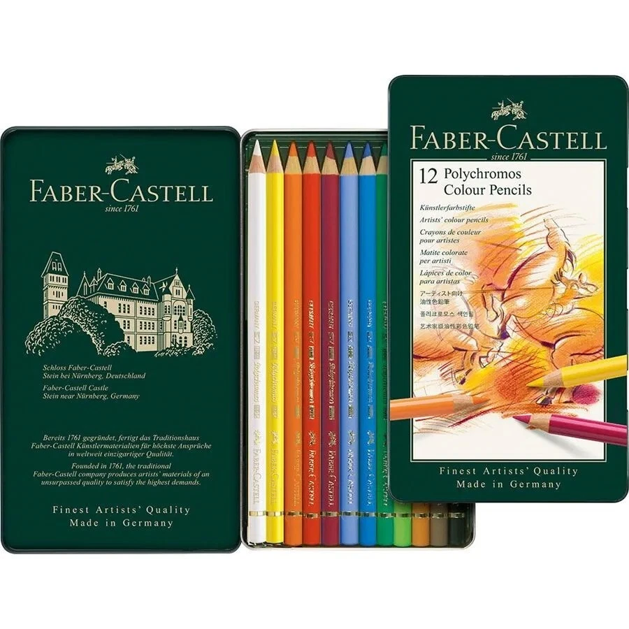 Faber-Castell Polychromos Stifte Professionell Farben 12pc Dose Set - Bild 1 von 4