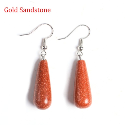 1 Pair Water Drop Natural Stone Chakra Crystal Pendant Dangle Earrings Hook Gift - Picture 22 of 26