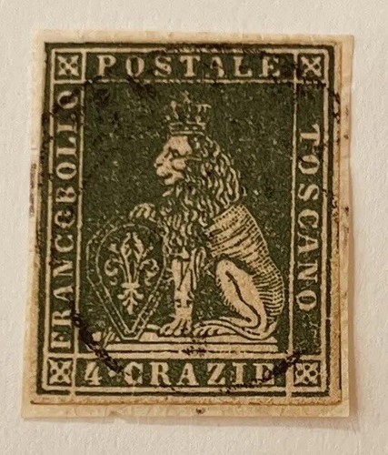 Italy Tuscany #6 Lion of Tuscany 4cr Used Stamp Nicely Centered 1851
