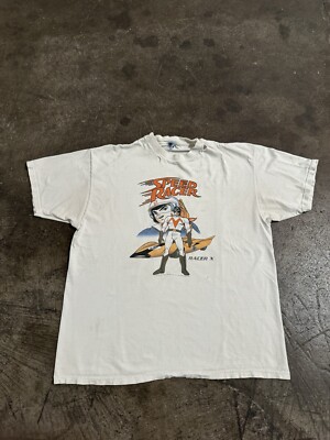 Vintage 90s Speed Racer Hanes T-Shirt Mens XL Cartoon Anime Graphic White 1999