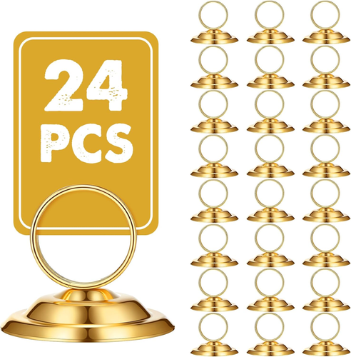 24 Pcs Table Number Holders Metal Place Card Holders Table Number Stands Tableto