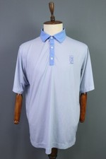FJ FootJoy Blue Golf Check Sports Wear Short Sleeve Polo Shirt Size L