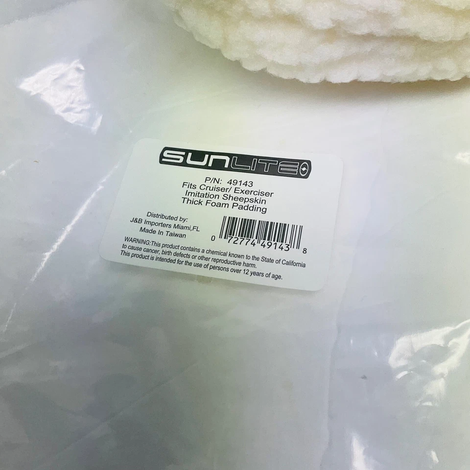 Sunlite Faux Sheepskin Bicycle Seat Cover Thick New Padded White - Image 3 of 4