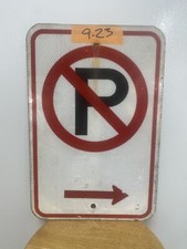 Retired Street/Road Sign No Parking Right Arrow 12"X18"  Lot 9-23