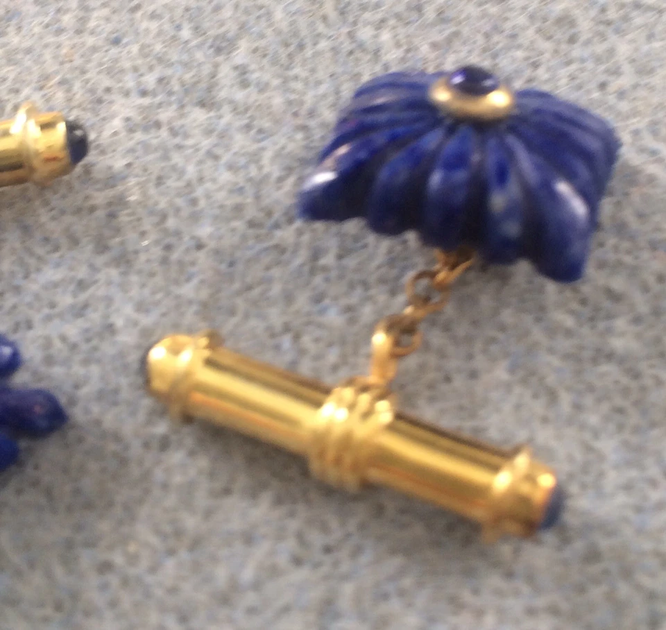 GEMELOS DORADOS ZAFIRO Y LAPISLÁZULI VINTAGE Foto 2 de 4