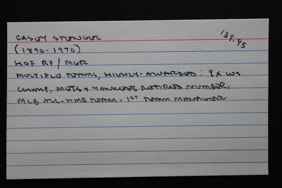 Casey Stengel (d.1975) HOF Autograph 3x5 Index Card Encapsulated BOLD SIGNED PSA - Image 3 of 4