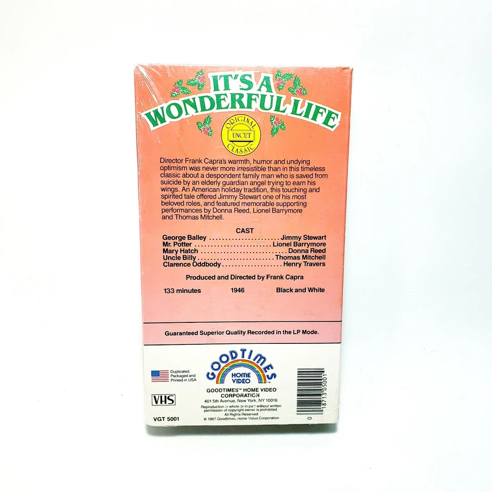 It's A Wonderful Life (VHS, 1987) Original Uncut Classic New Sealed Donna Reed - Image 2 of 4