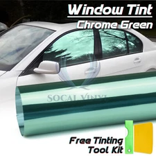20"x10" Roll Window Mirror Chrome Green Tint Film Car Home Office Glass Privacy
