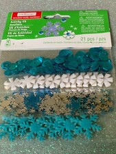 Embossed Confetti VARIOUS SIZE SNOWFLAKES, SEQUINS, FELT FOIL DECORATIONS 84pc