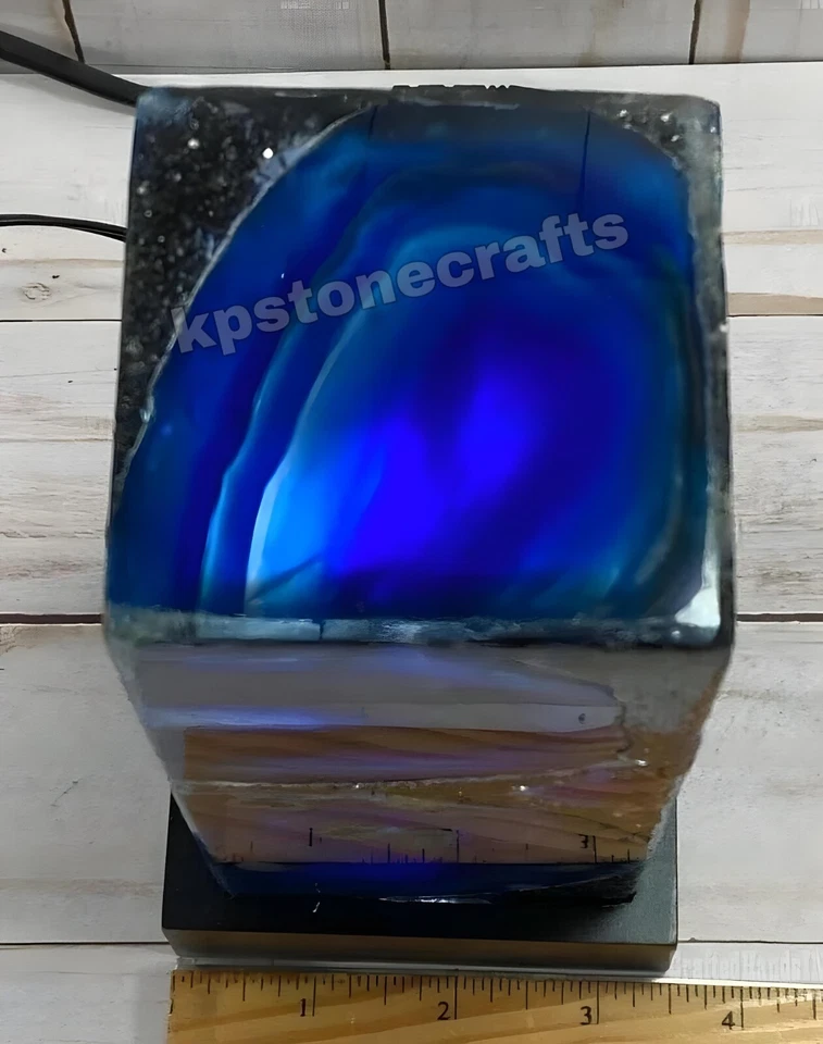 Lámpara de piedra de ágata azul, lámpara de geoda moderna para comedor, regal... - Imagen 2 de 4