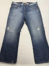 Levis 527 Jeans Mens 38x30 Blue Denim Cotton Low Boot Cut Western Distressed