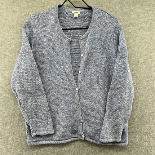 L.L Bean Women's Blue Cardigan Sweater 