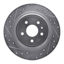 Disc Brake Rotor-Brake Rotor - Drilled And Slotted - Silver Rear Left DFC