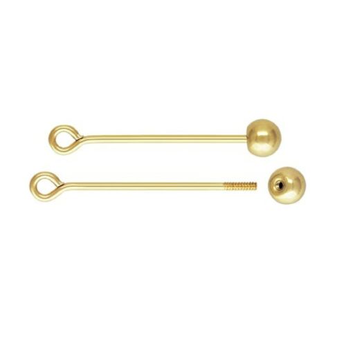 4pcs 14K Gold Filled Threaded Ball Eyepins Screw Eye Pins Bead 3mm Wire 0.64mm - Foto 1 di 1