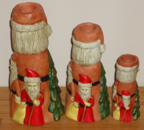 Juego de 3 portavelas de cerámica de Santa Claus para velas navideñas - Imagen 3 de 4