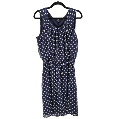 GNW Women's Plus Size 18 Sleeveless Blue White Polka Dot Dress Short