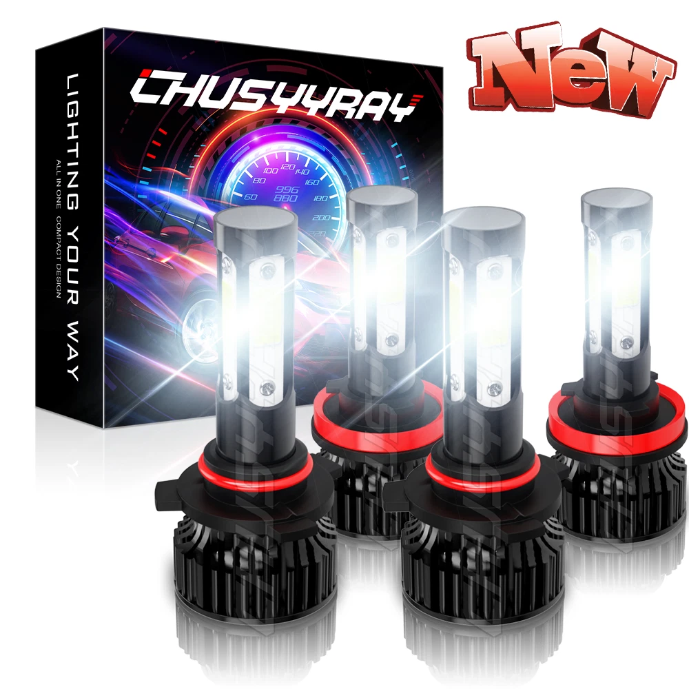 4x 9005+H11 LED Headlight Combo High Low Beam Bulbs Kit 500% Super Bright White