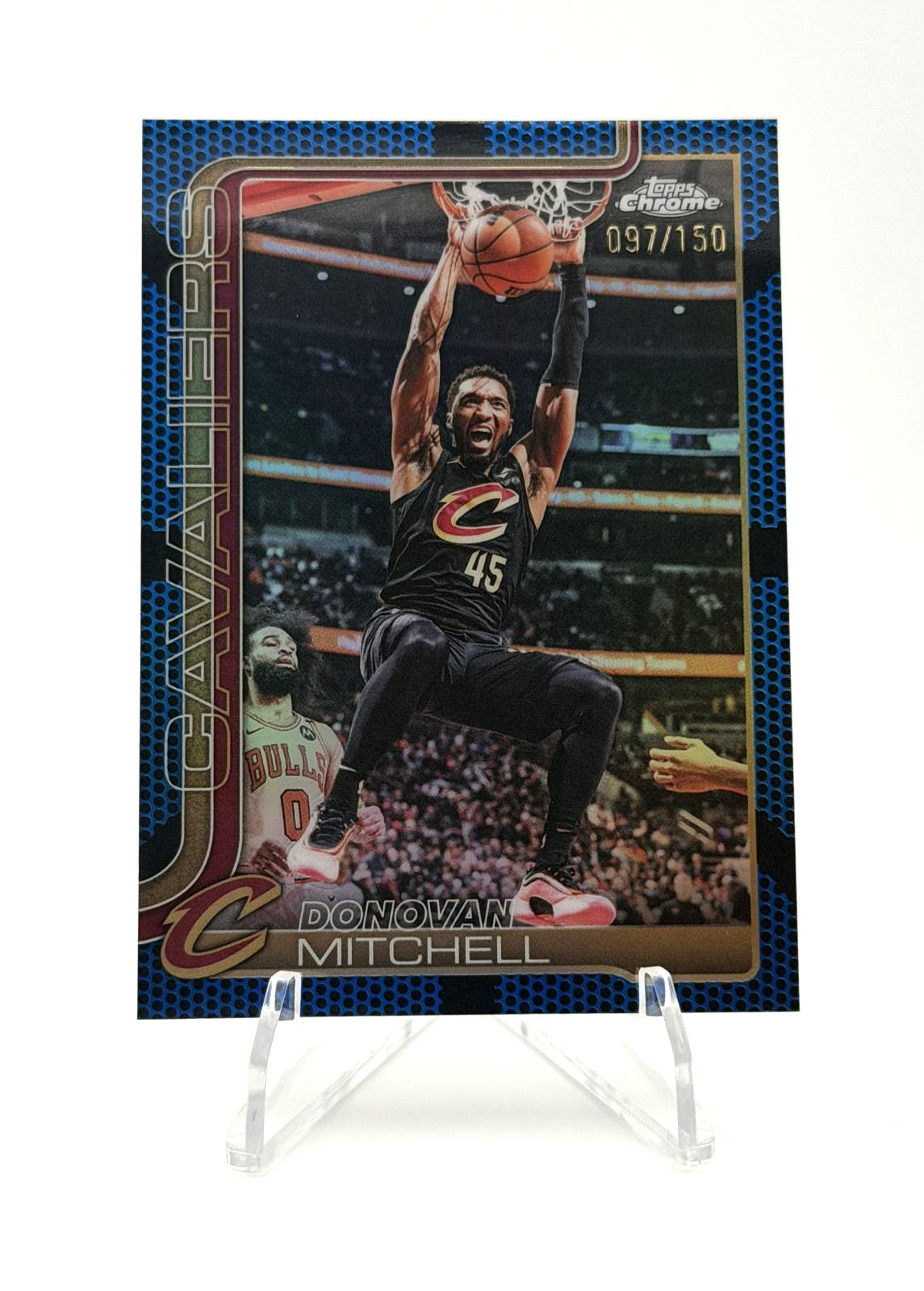 2025-26 Topps Chrome Update Donovan Mitchell Blue Refractor /150 #19 Cavs