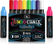 LANA & LUCA Jumbo Liquid Chalk Markers Square Tip - Bold Color Chalk Board Marke