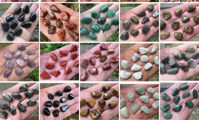 10 x POLIERTE TROMMELSTEINKRISTALLE 15mm - 20mm AUSWAHL AUS 15 VERSCHIEDENEN STEINEN