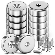 10 Pack 40 LBS Strong Magnets with Holes,Neodymium Round Cup Magnets with Screws
