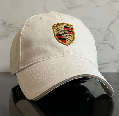 Beige Porsche Baseball Hat Embroidered Logo Adjustable Sport Cap Unisex New Tags