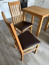 Winchester Solid Oak Dining Chairs Brown Leather, Top furniture X2