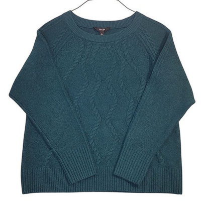 #ad Simply Vera Wang Green Chunky Knit Sweater L Oversized Cozy Luxe $24.00