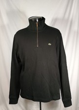 Lacoste 1/4 Zip Sweater Black Long Sleeve Pockets Men's Size Small
