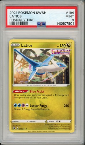 2021 Pokemon SWSH Fusion Strike Latios #194 PSA 9