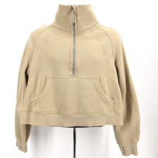 Lululemon Women's Scuba Oversized Funnel Neck Half Zip Tan Size M/L Medium Large