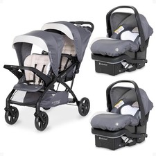 Sit N' Stand Double Stroller W/ 2 Pack EZ-Lift Plus Infant Car Seats Magnolia