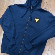 Under Armour Hoodie Mens M Blue Full Zip Fleece Project Rock Freedom USA Jacket