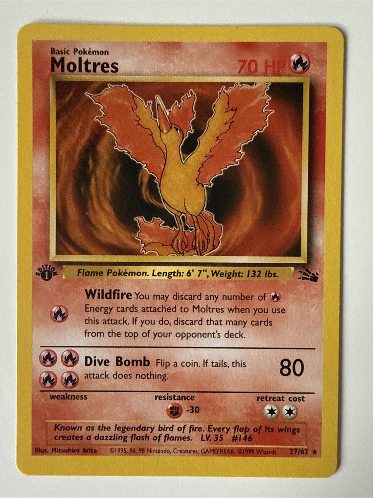 Pokémon TCG Moltres 27/62 Fossil 1st Edition Non-Holo Card