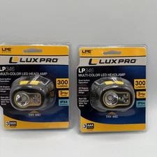 2 Pack! LuxPro LP 346 Multi Color LED Headlamp, 300 Lumens, 3+ Hours, BATT INCL