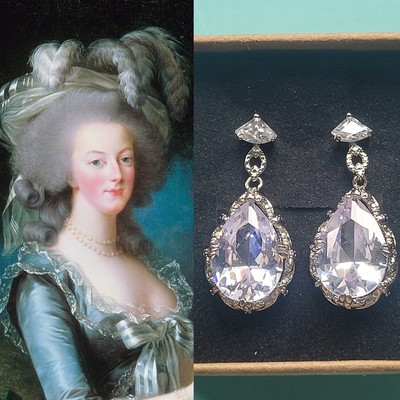 Queen Marie Antoinette Royal Replik gerahmte Schnörkel Birne Tropfen Rokoko Ohrringe