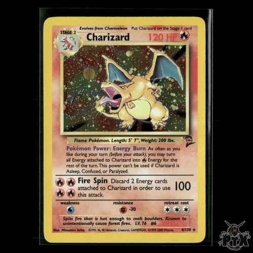 Charizard Holo 4/130 Base Set 2 LP/MP Pokemon