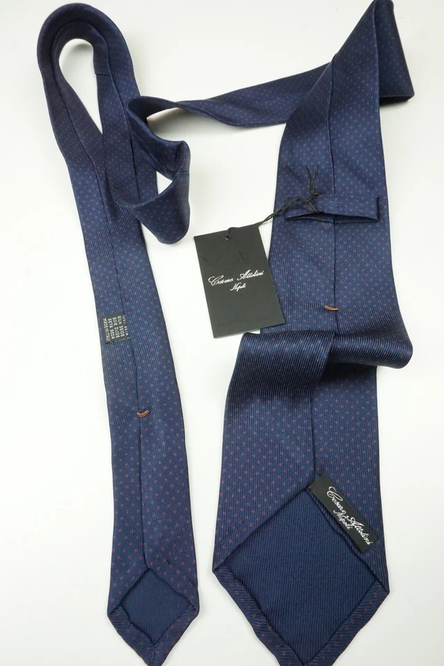 Cesare Attolini темно-синий медный полкадот 100% шелк легкий галстук совершенно новый - Изображение 4 из 4
