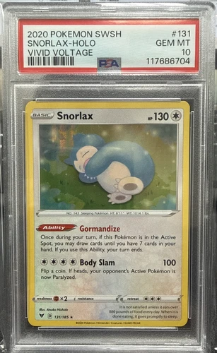 2020 POKEMON SNORLAX-HOLO SWORD & SHIELD VIVID VOLTAGE #131 PSA 10