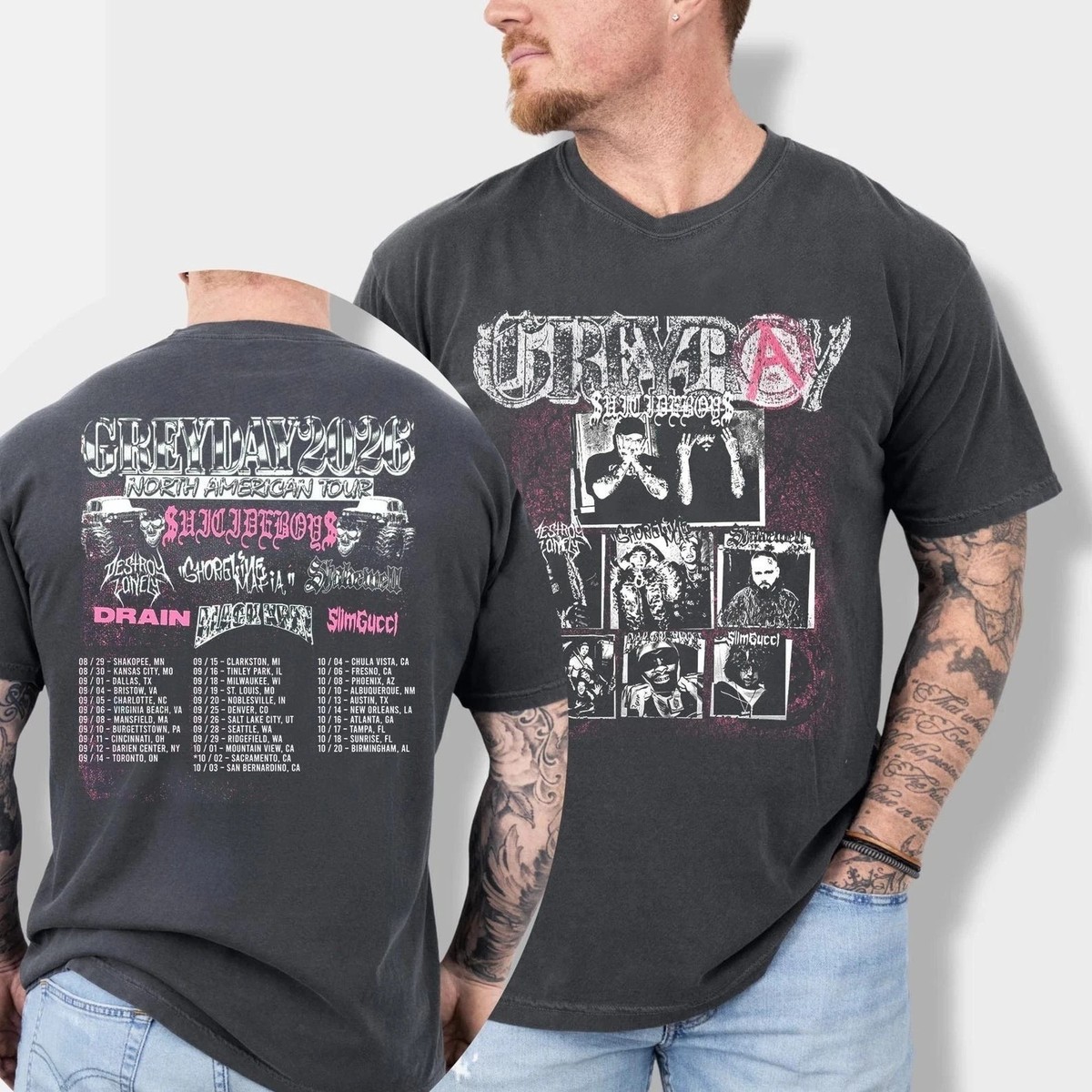 Grey Day 2026 Tour T-Shirt, Suicideboys Concert Merch, Vintage