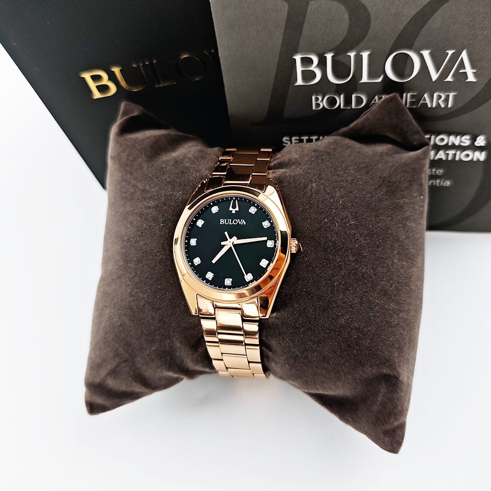 Bulova Surveyor 97P156 Grey-Rose Gold Diamond Dial Quartz Women's 31mm ...