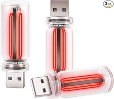 3PCS USB Car Interior Lights, Plug-in Glass Bottle Ambient Lamps for Cars, Red