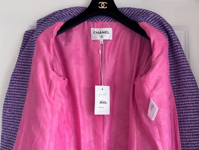 NWT 23P CHANEL BLUE PINK TWEED CC BUTTONS COAT 38 | eBay