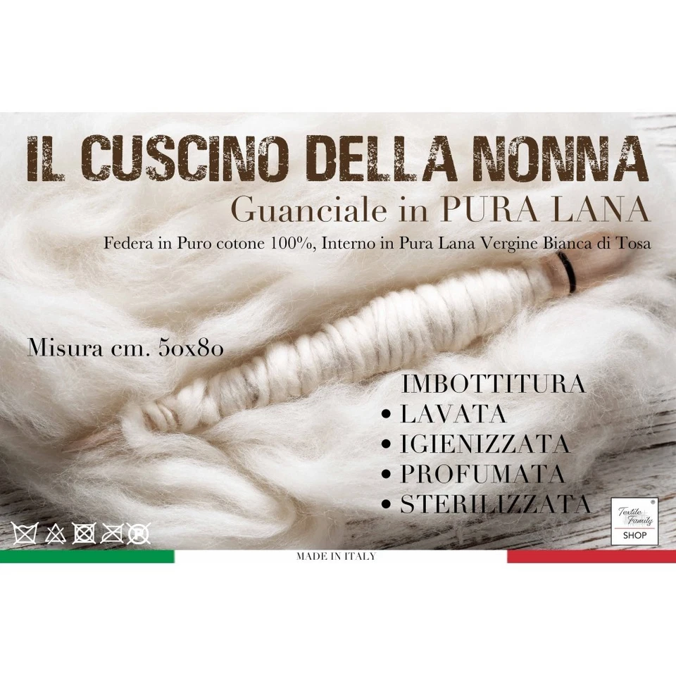GUANCIALE cuscino della NONNA In Pura Lana Vergine Made in Italy - Image 3 of 4