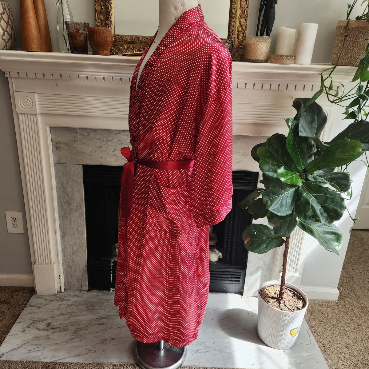 Vintage 90s Christian Dior Monsieur Red Polka Dot Robe One Size | eBay