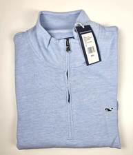 Men's NWT Vineyard Vines Blue/White Striped Long Sleeve 1/4 Zip Pullover 2XL