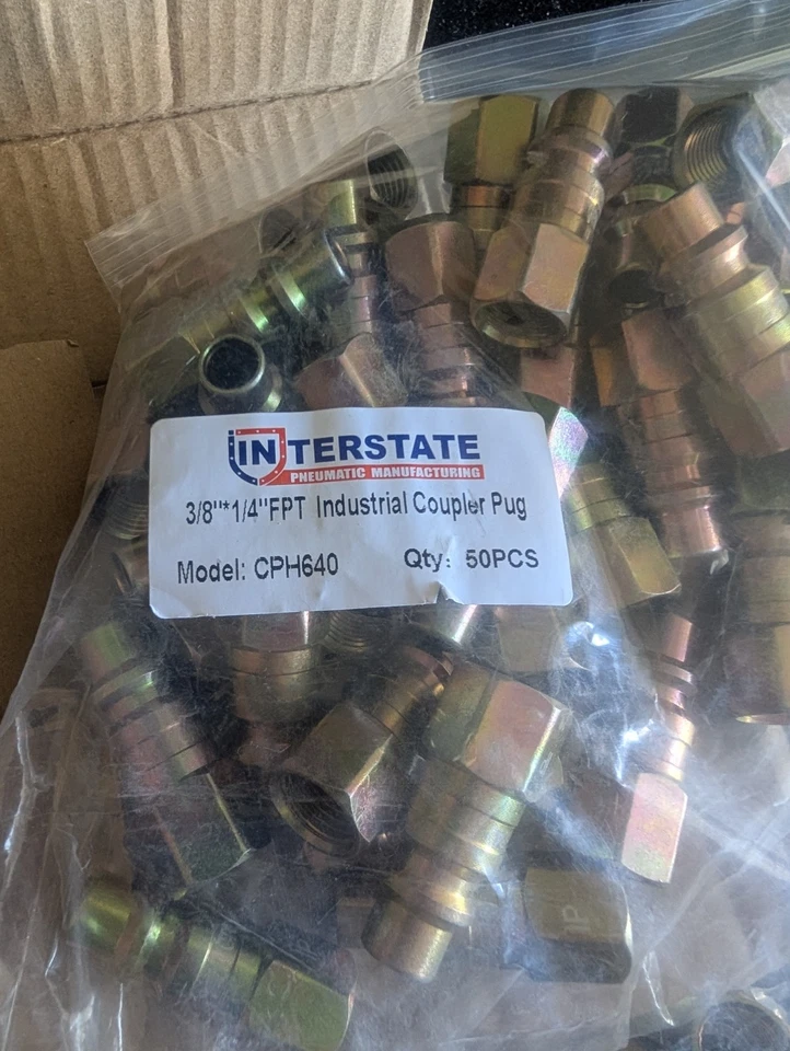 INTERSTATE PNEUMATIC MANUFACTURING 3/8"*1/4"FPT Indust.Coupler PugCPH64050PCS - Image 3 of 3