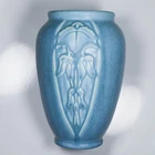 1940 Rookwood Pottery Matte Blue Maple Leaf & Seeds 5.5" Vase #2123