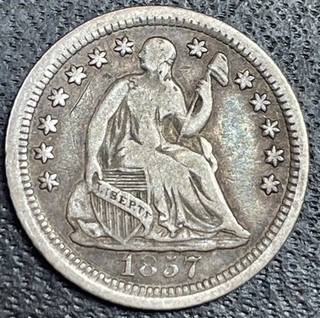 1857 O New Orleans Mint Silver Seated Liberty Half Dime Choice Fine